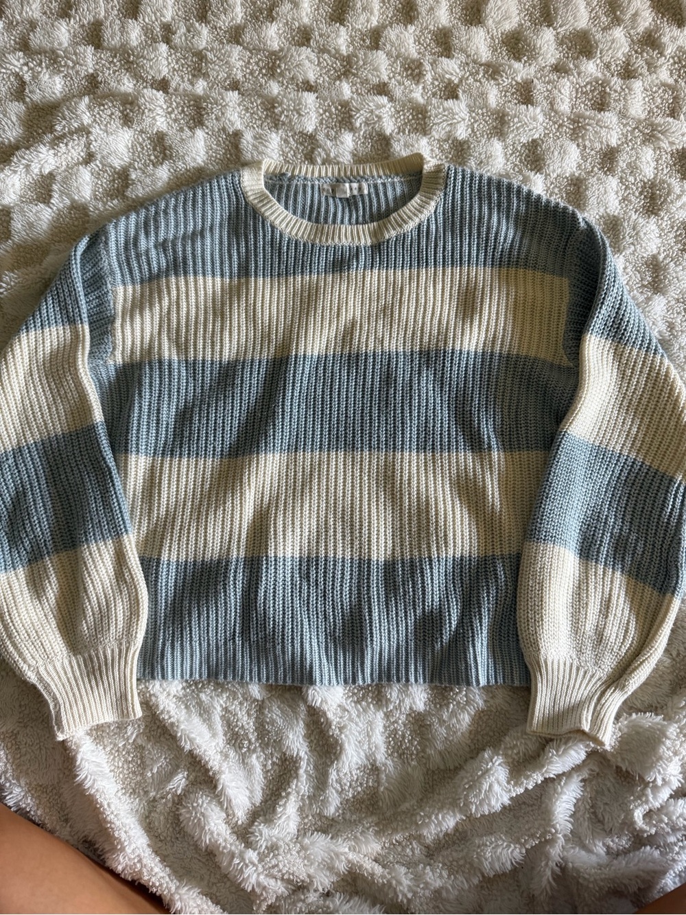 Copper Key Blue and Cream Striped Crewneck Sweater